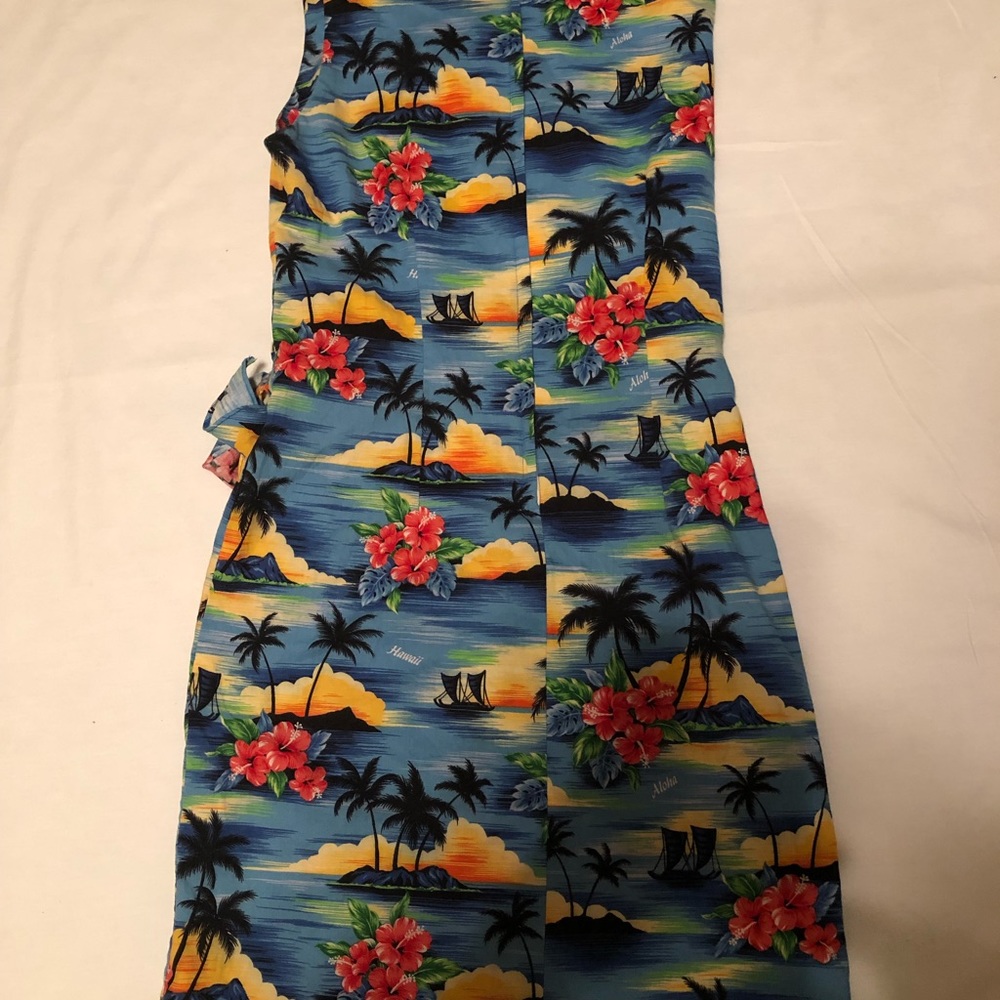 Kilam Women’s Blue Tropical Sleeveless Dress - Picture 3 of 6